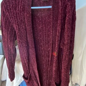 Matty M Deep Red Cardigan Sweater